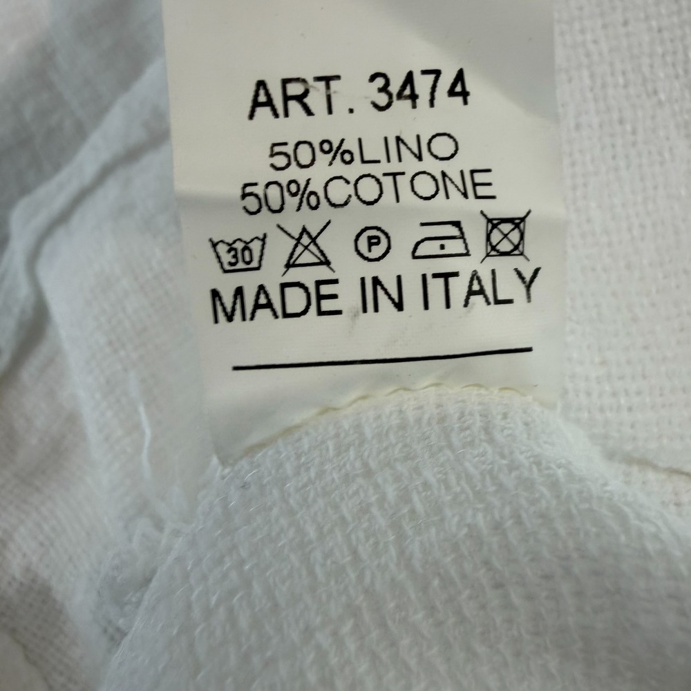 Catwalk Studio White Linen Cotton V-Neck Top Textured Boxy Lagenlook,‎ OS - Picture 6 of 7